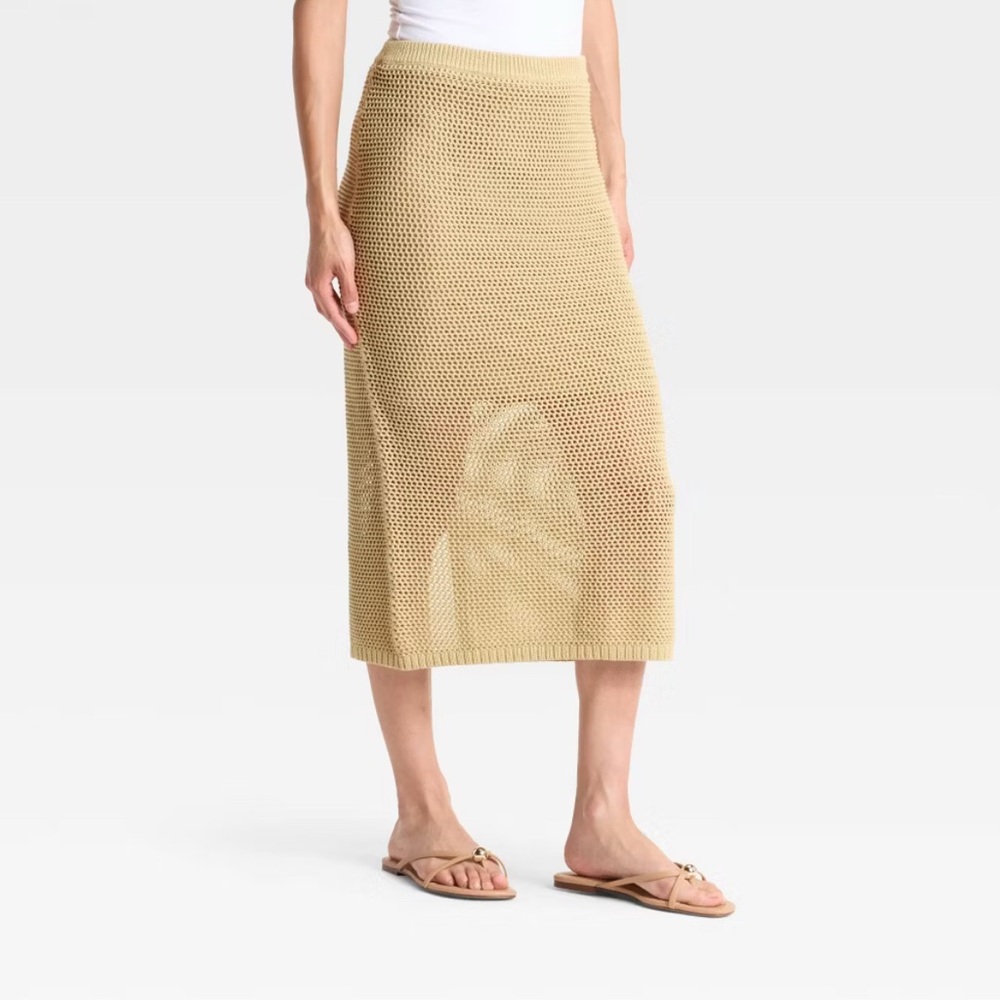 a new day Knit Midi Skirt in Light Beige